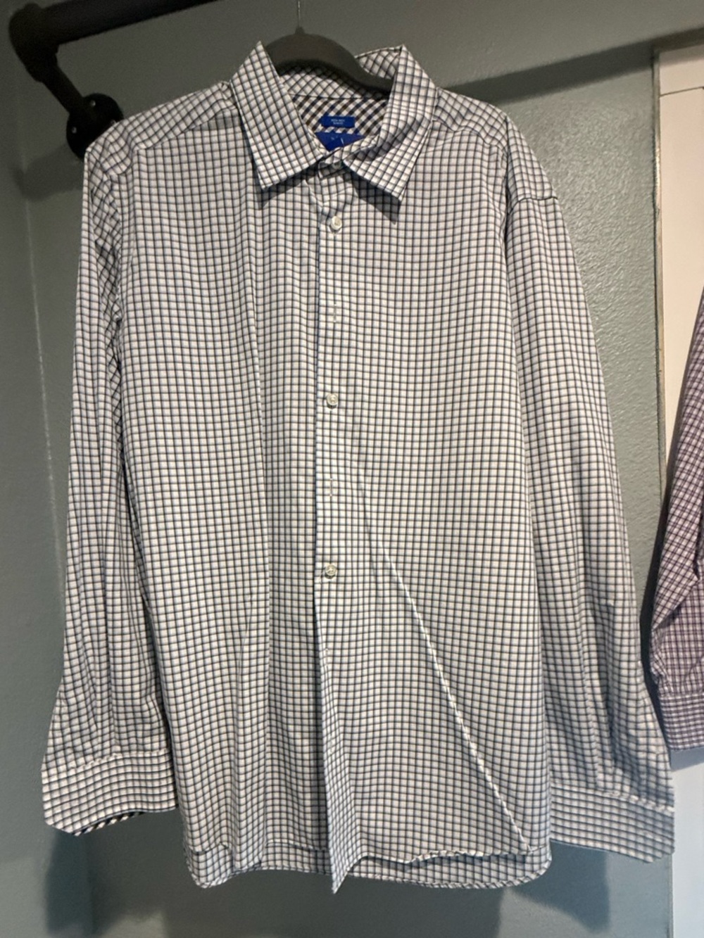 Egara Classic Men's Blue Check Button-Down Shirt